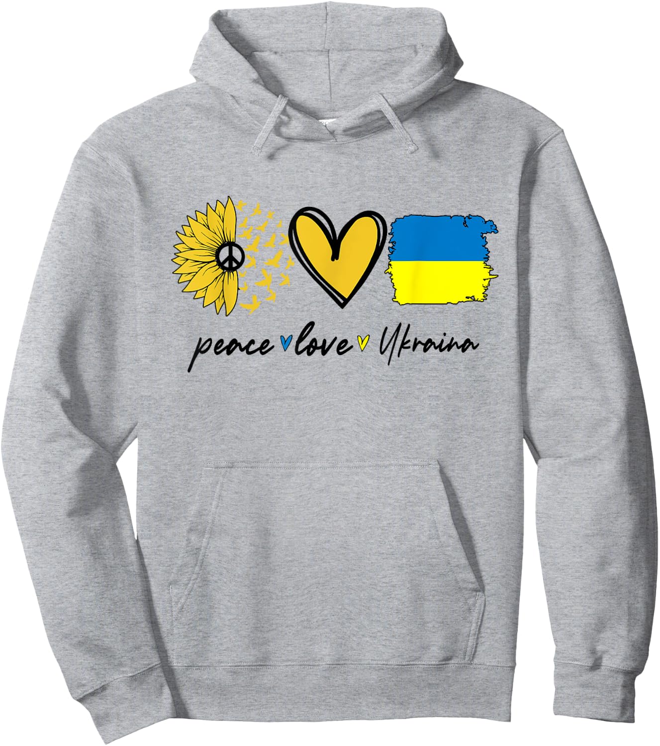 Peace Love Ukraine Sunflower Flag Stand With Ukrainian Hoodie - Hoodie | Ash