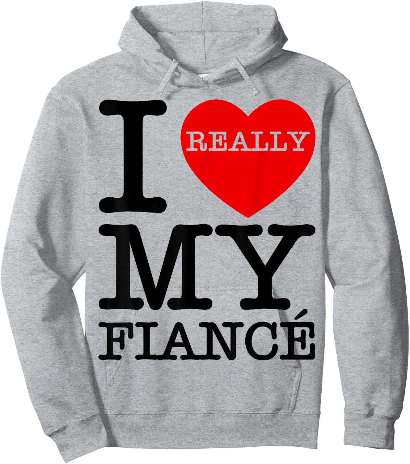 I Heart Love My Fiancé Funny Fiance Couple Valentines GF BF Hoodie - Hoodie | Ash