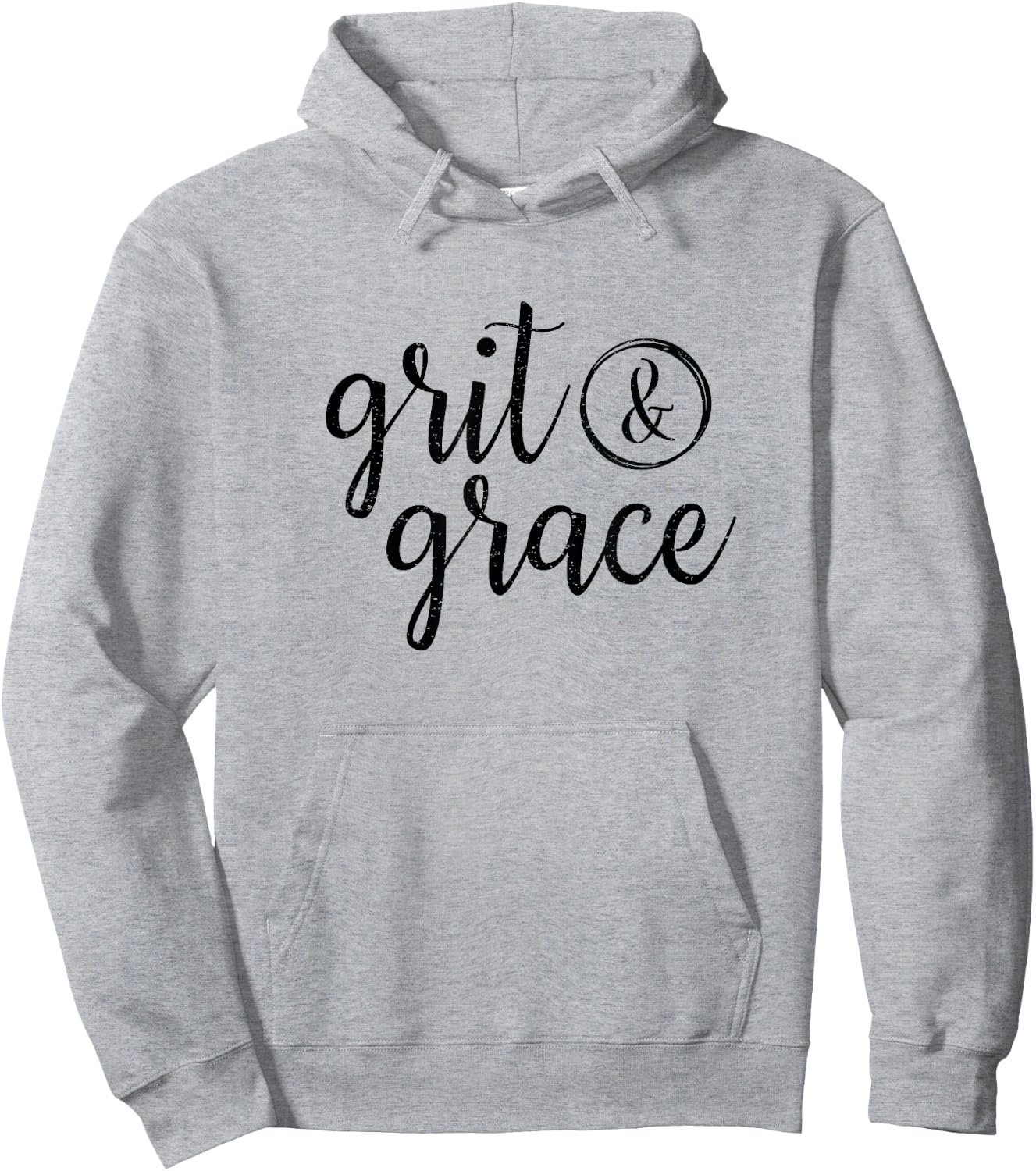 Grit & Grace Vintage Distressed Text T Shirt Hoodie - Hoodie | Ash