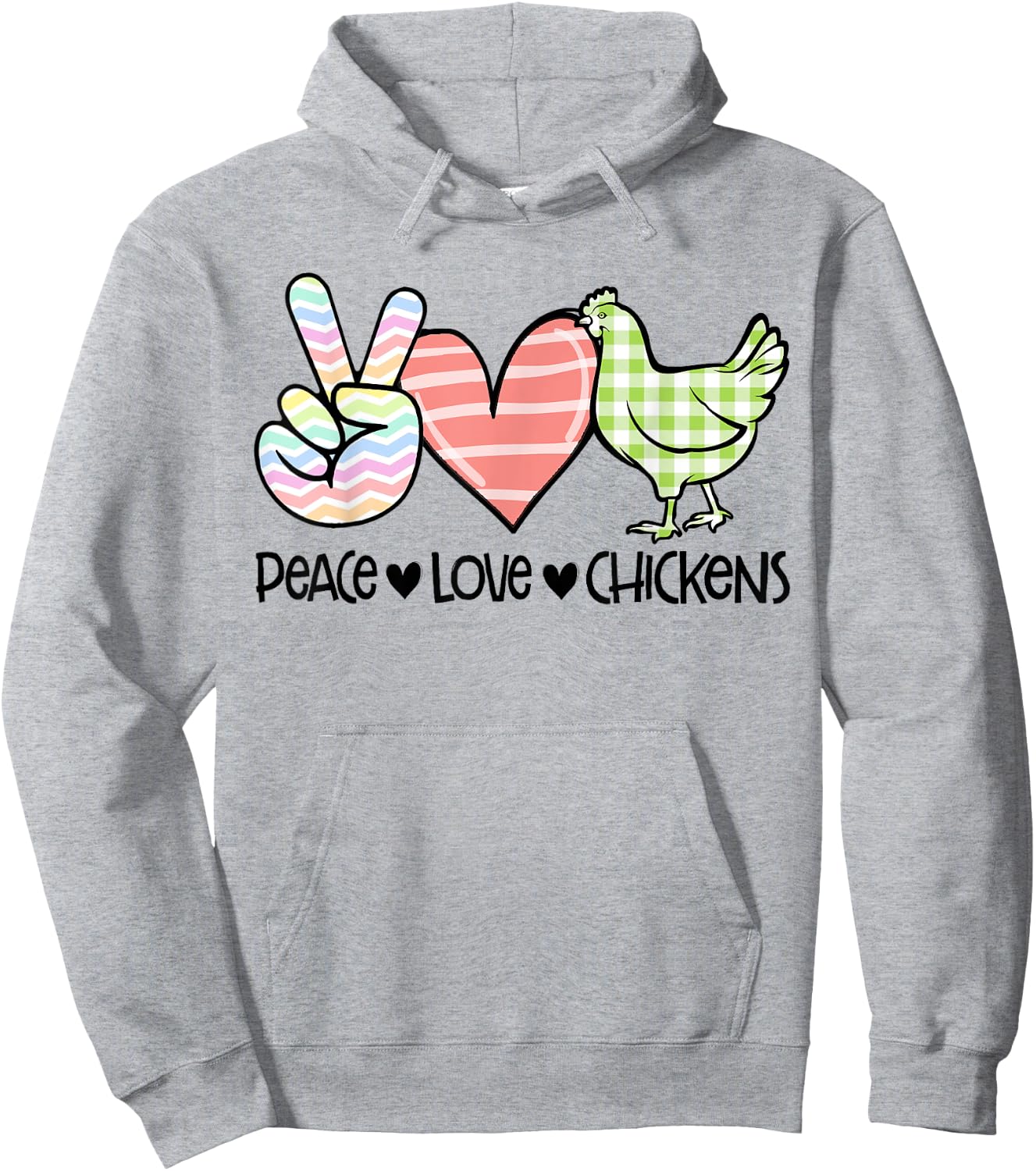 Peace Love Chickens Chicken Lover Hoodie - Hoodie | Ash