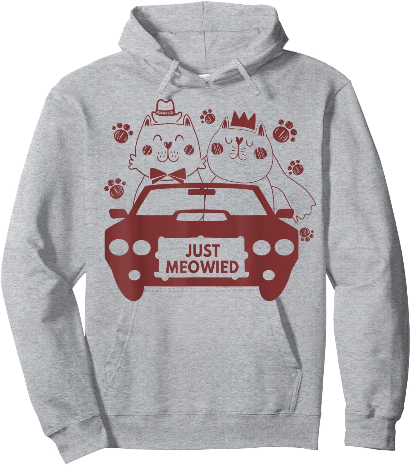 Just Meowied Pun for Just Married Couples Newlywed Cat Lover Hoodie - Hoodie | Ash
