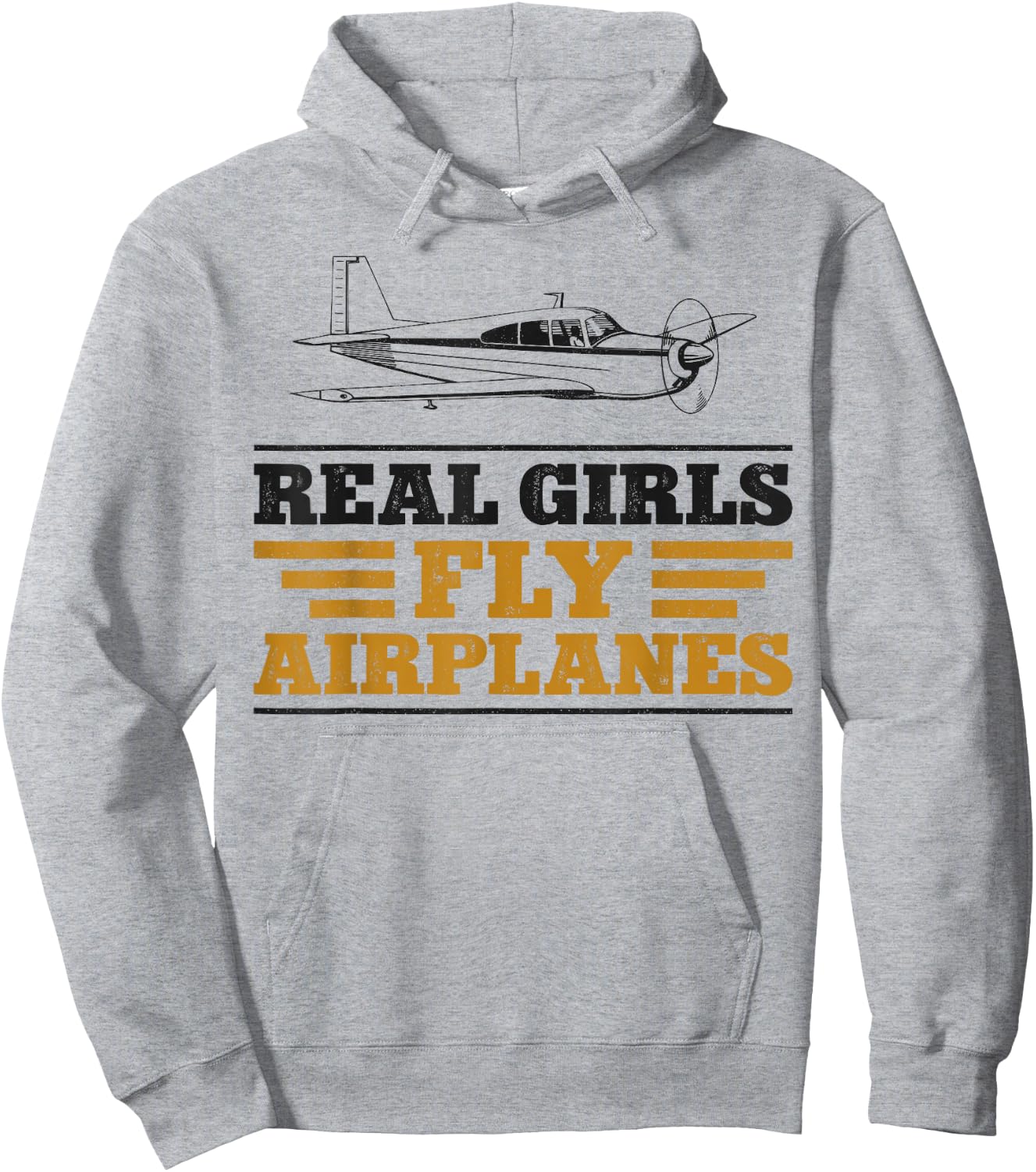 Airplane Pilot Girl Vintage Real Girls Fly Airplanes Hoodie - Hoodie | Ash