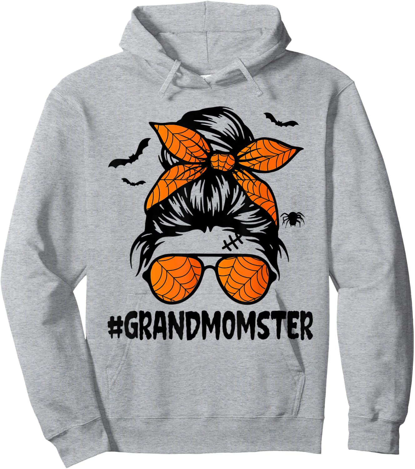 Grandmomster Shirt Women Halloween Nana Grandma Messy Bun Hoodie - Hoodie | Ash