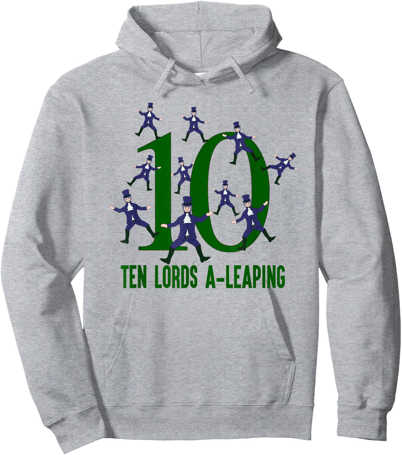 Ten Lords A-Leaping Song 12 Days Christmas Hoodie - Hoodie | Ash