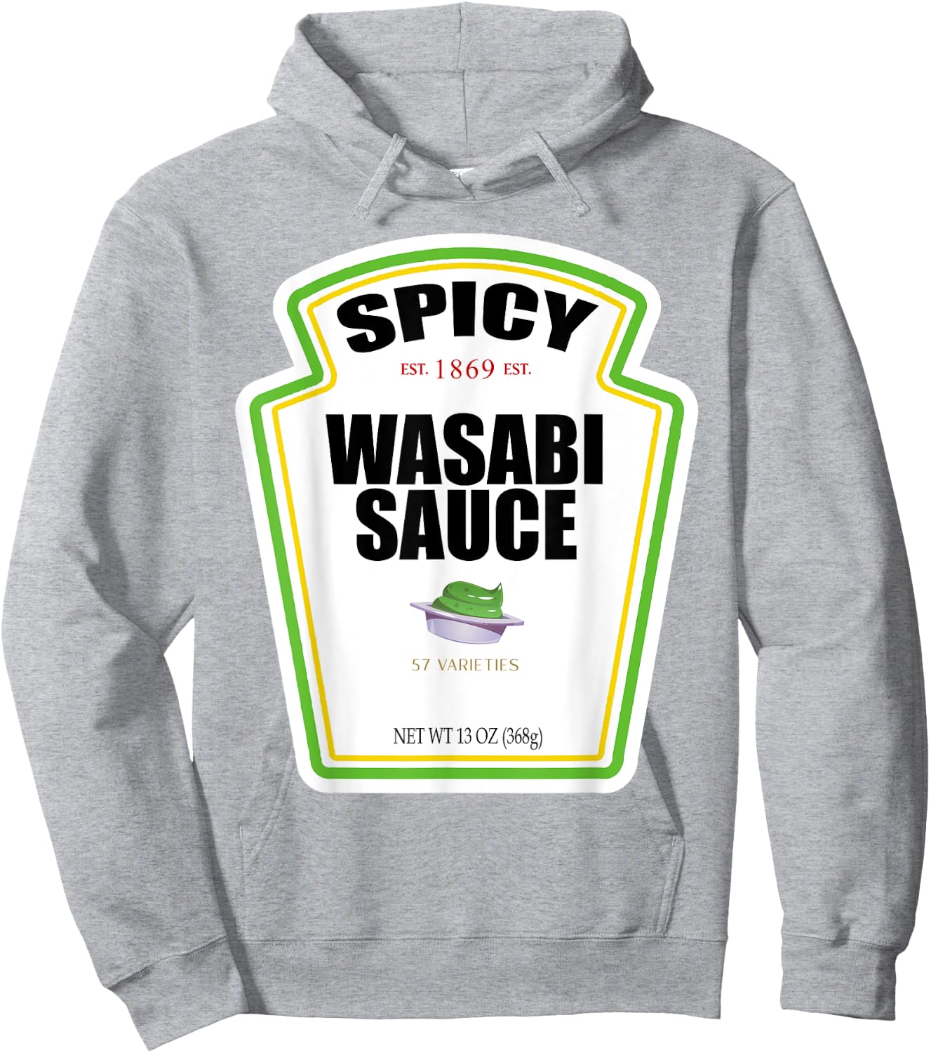Spicy Wasabi Sauce Bottle Label Funny Halloween Costume Hoodie - Hoodie | Ash