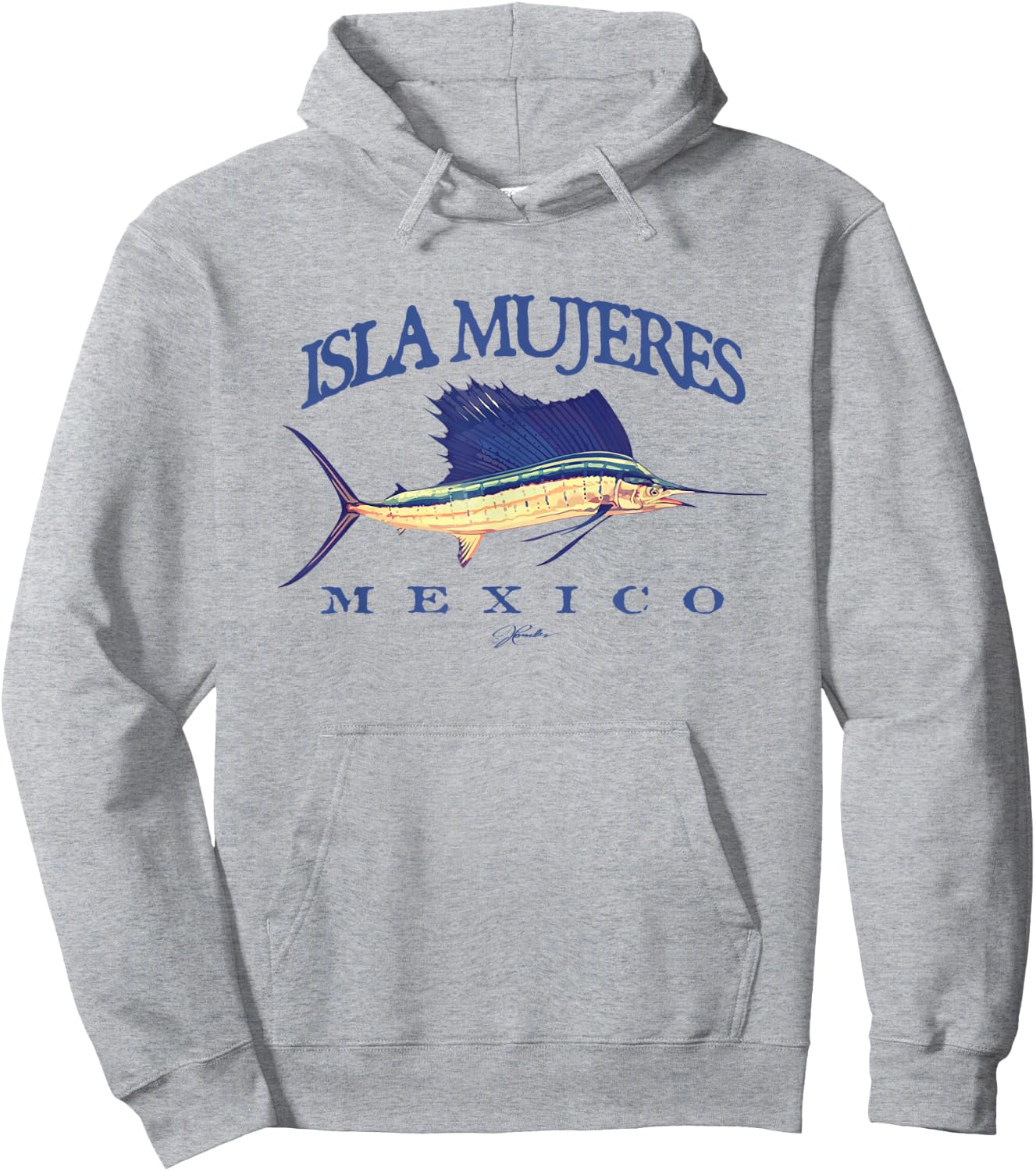 JCombs: Isla Mujeres, Mexico, Vintage Sailfish Hoodie - Hoodie | Ash