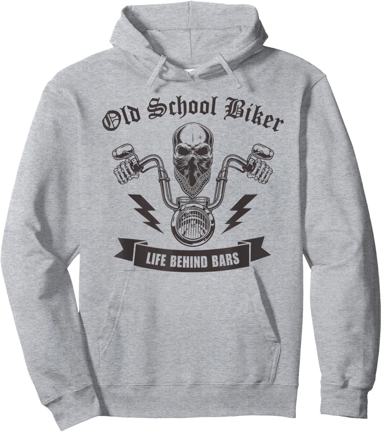 Oldschool Biker Life Behind Bars I Motorcycle Bike Skull Hoodie - Hoodie | Ash