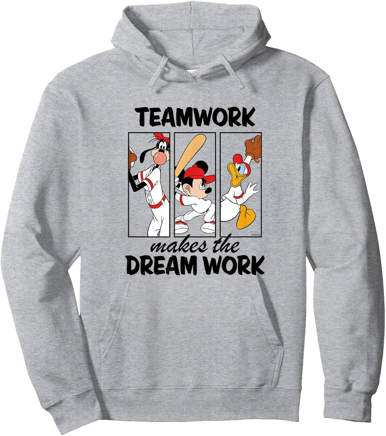 Disney - Mickey Team Work Makes The Dream Work Baseball Hoodie - Hoodie | Ash