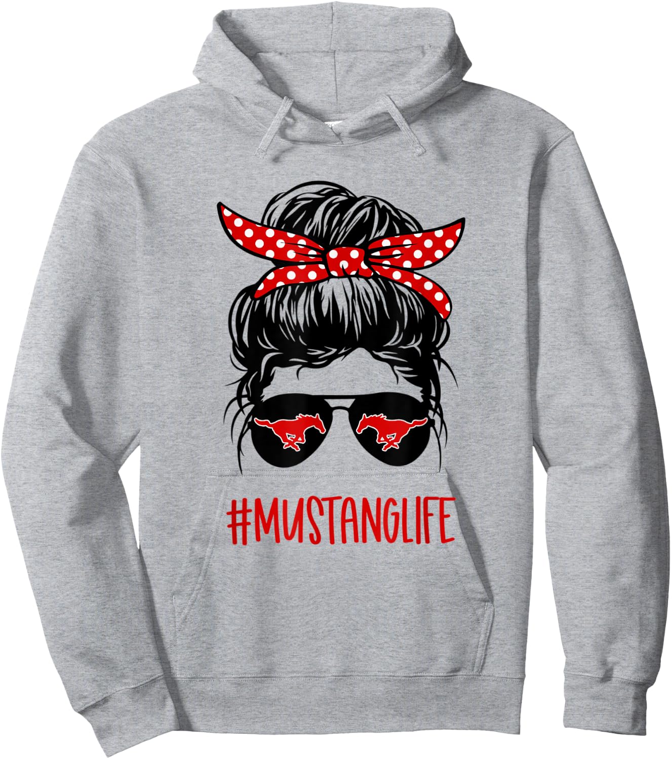 Mustang Life Messy Bun Red Hoodie - Hoodie | Ash