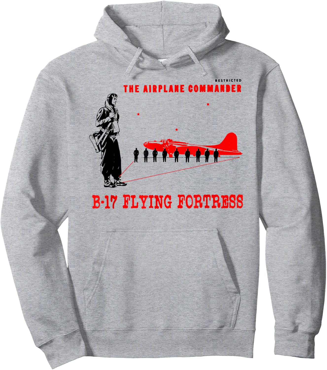 B-17 Bomber Pilot Commander WW2 Warplane B17 Flying Fortress Hoodie - Hoodie | Ash