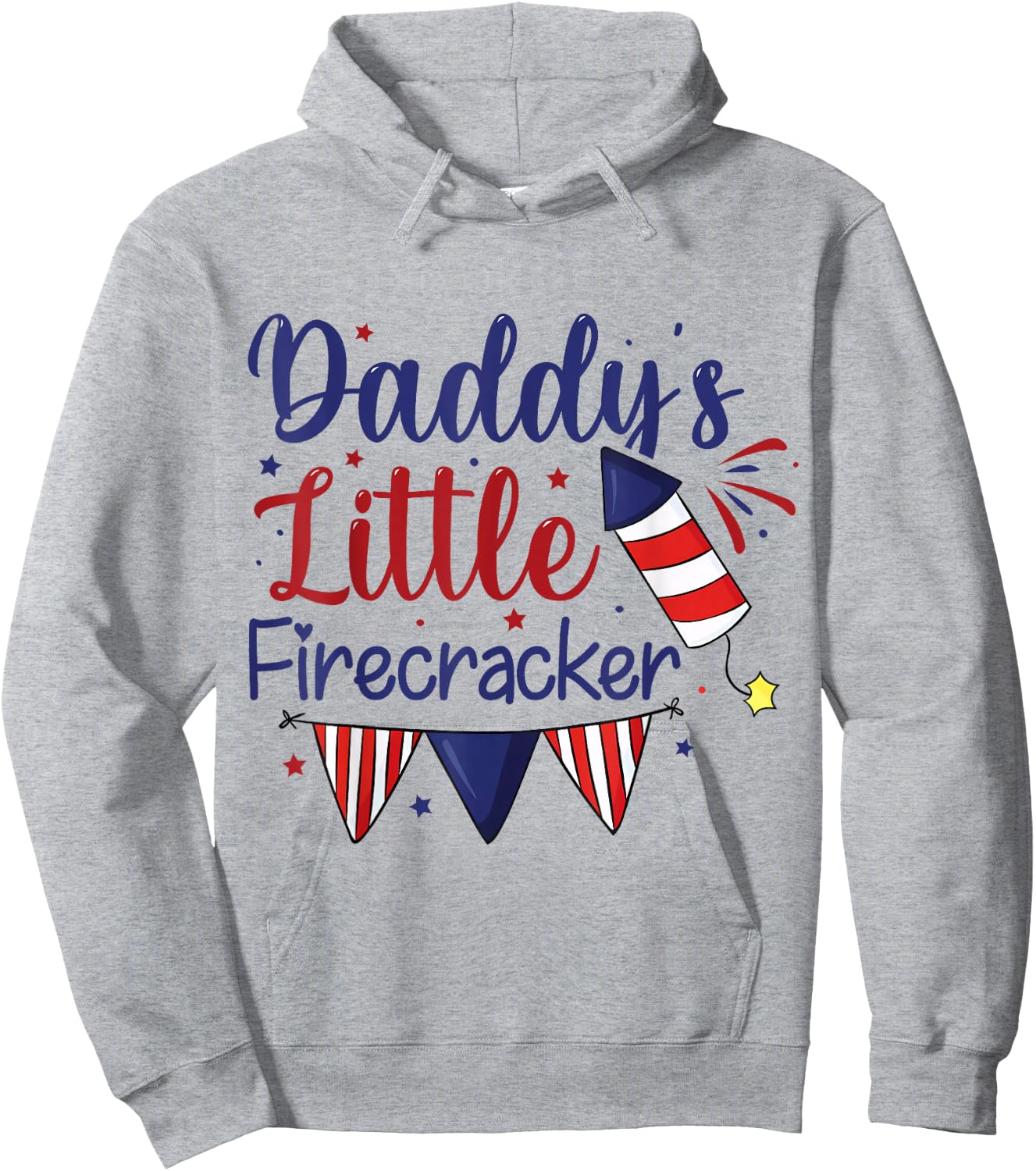 Daddy's Little Firecracker Cute 4th of July Toddlers Kids Hoodie - Hoodie | Ash