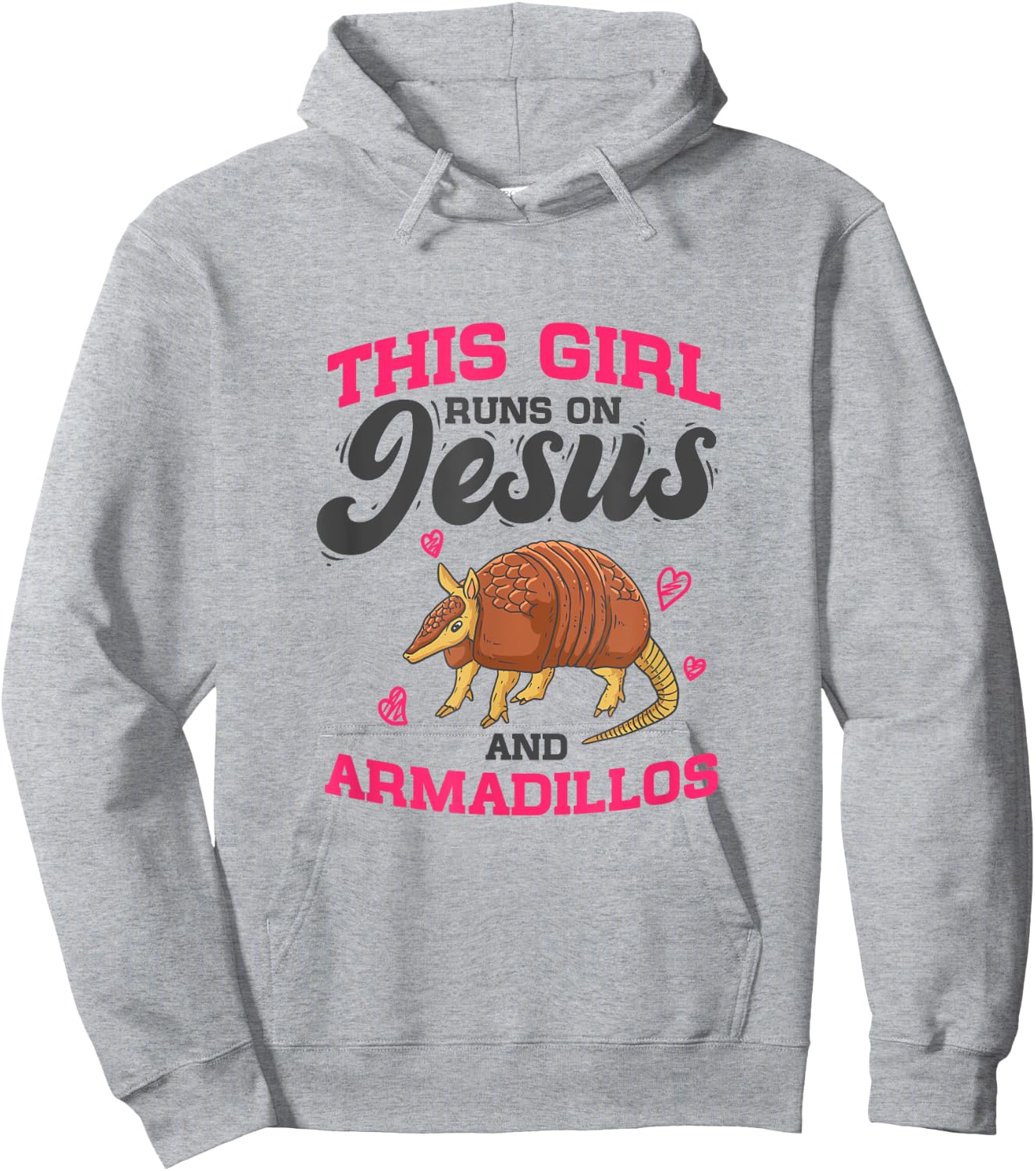 Armadillo Lover - This Girl Runs On Jesus And Armadillos Hoodie - Hoodie | Ash