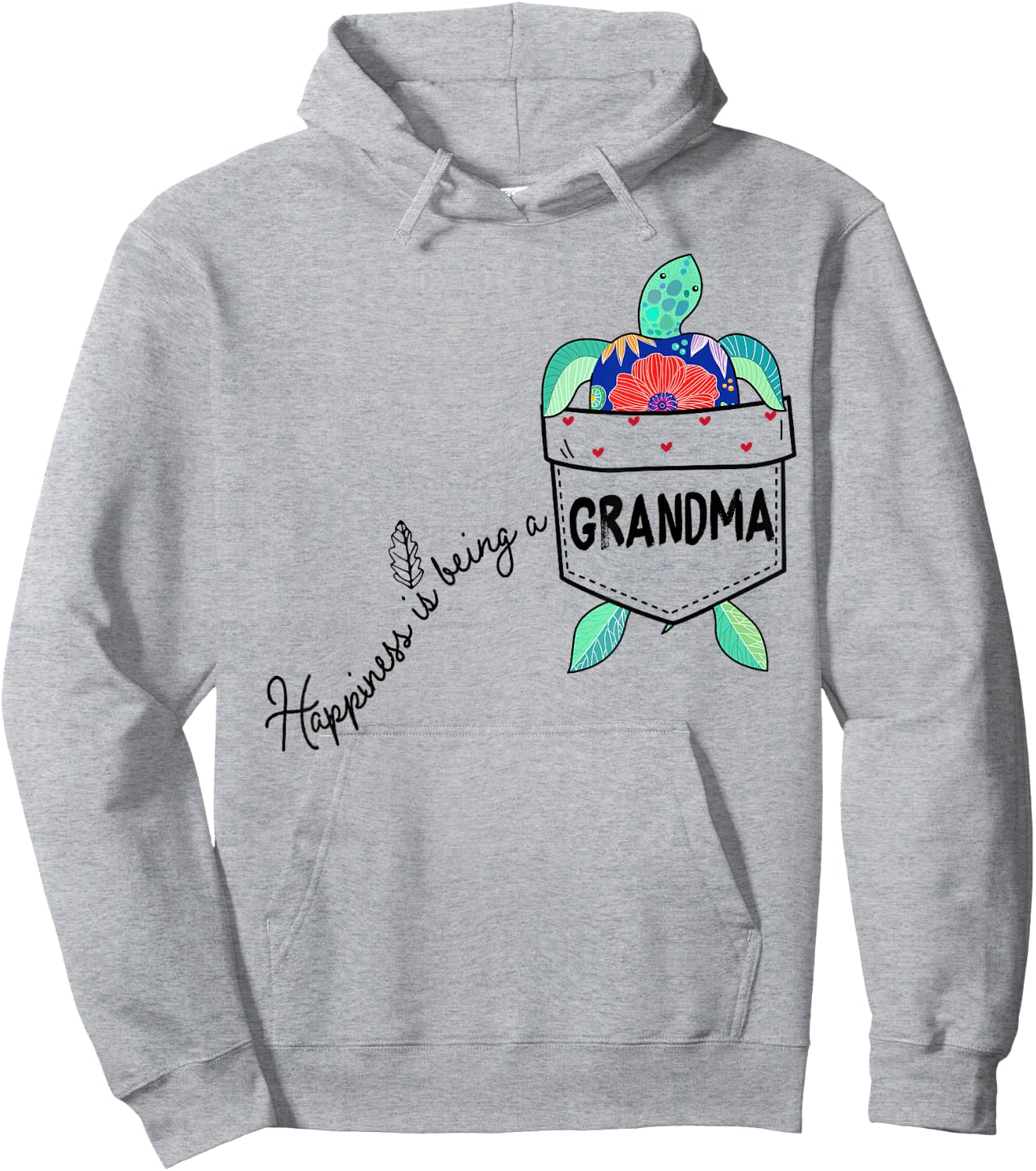 Happiness is being a GRANDMA Sea Turtle Ocean Animal Hoodie - Hoodie | Ash