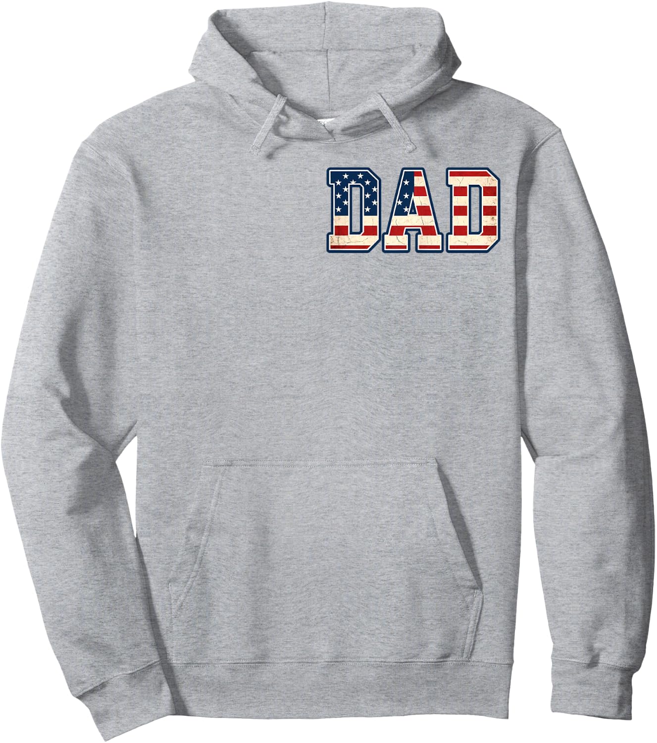 (2 Sides) Distressed Best Dad Ever American Flag Fathers Day Hoodie - Hoodie | Ash