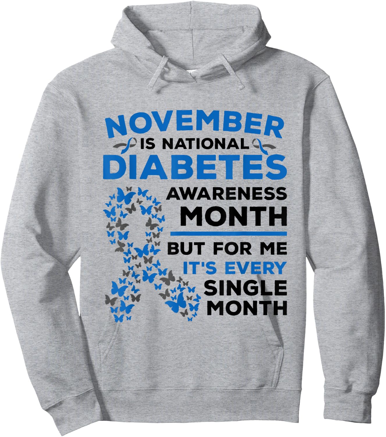 November Is Diabetes Awareness Month Diabetic Blue Ribbon Hoodie - Hoodie | Ash