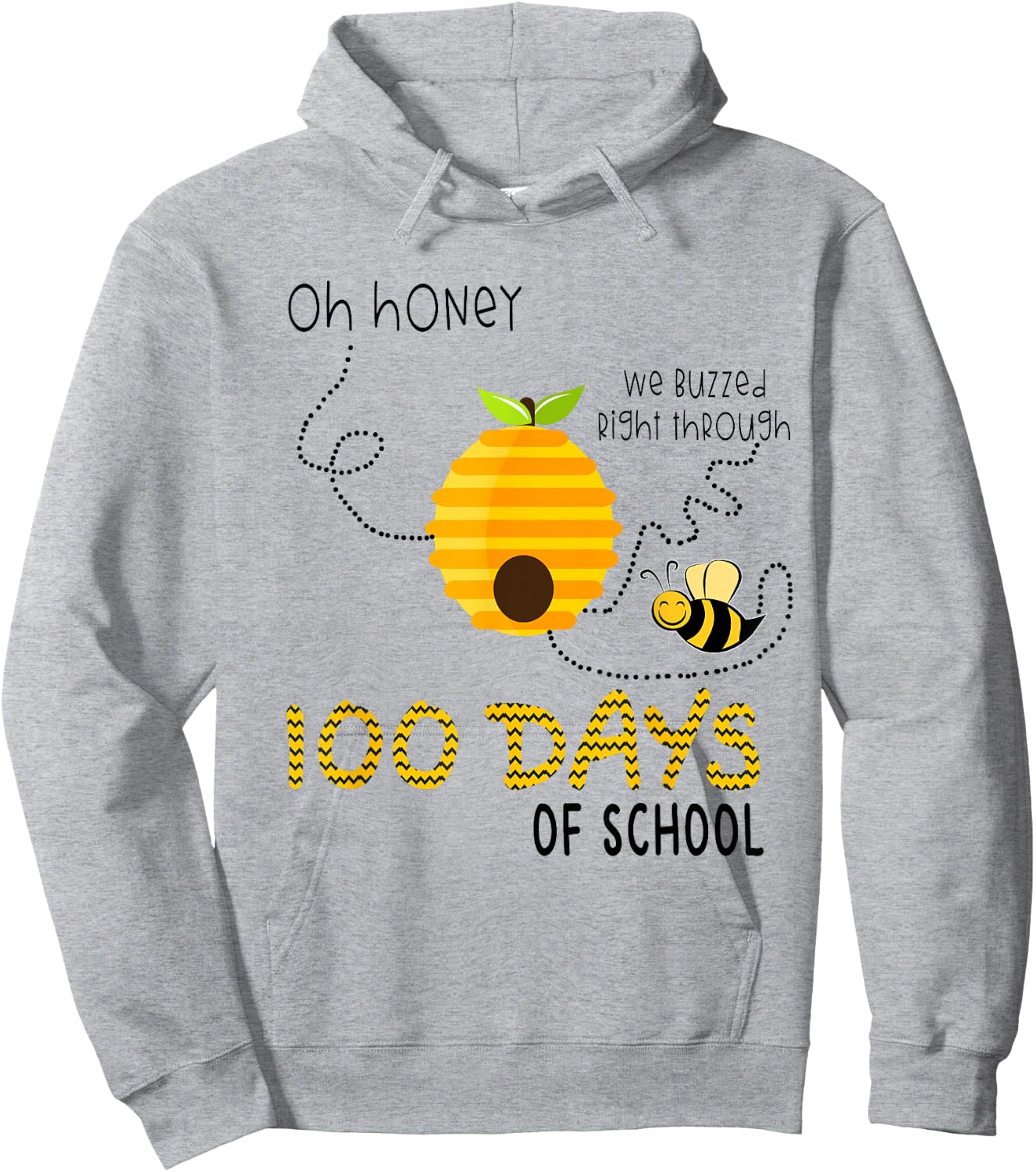 100th Day Of School Teacher Shirt Bee Hive Funny Sayings Men Women Hoodie - Hoodie | Ash