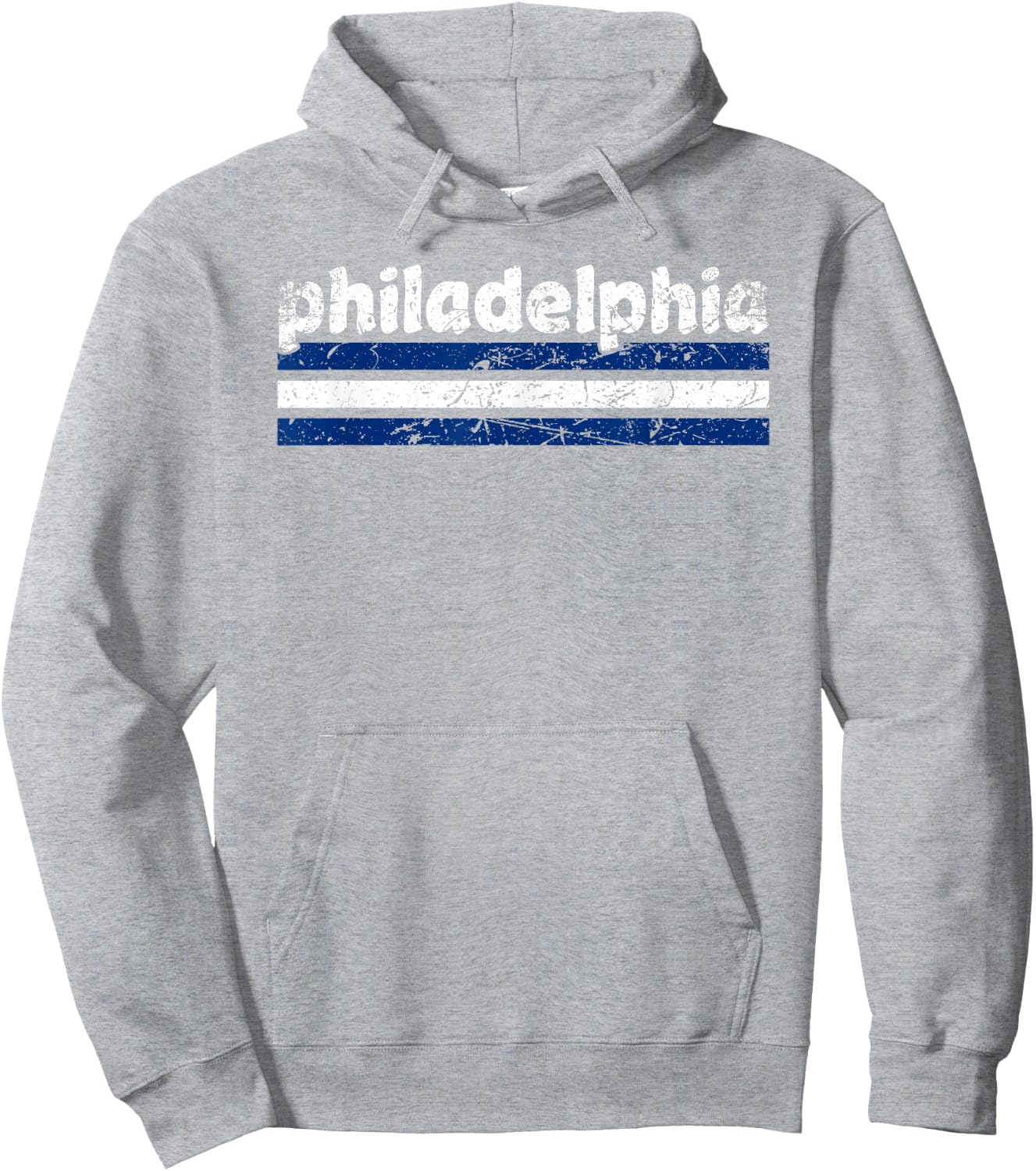Philadelphia Pennsylvania Three Stripe Vintage Weathered Hoodie - Hoodie | Ash