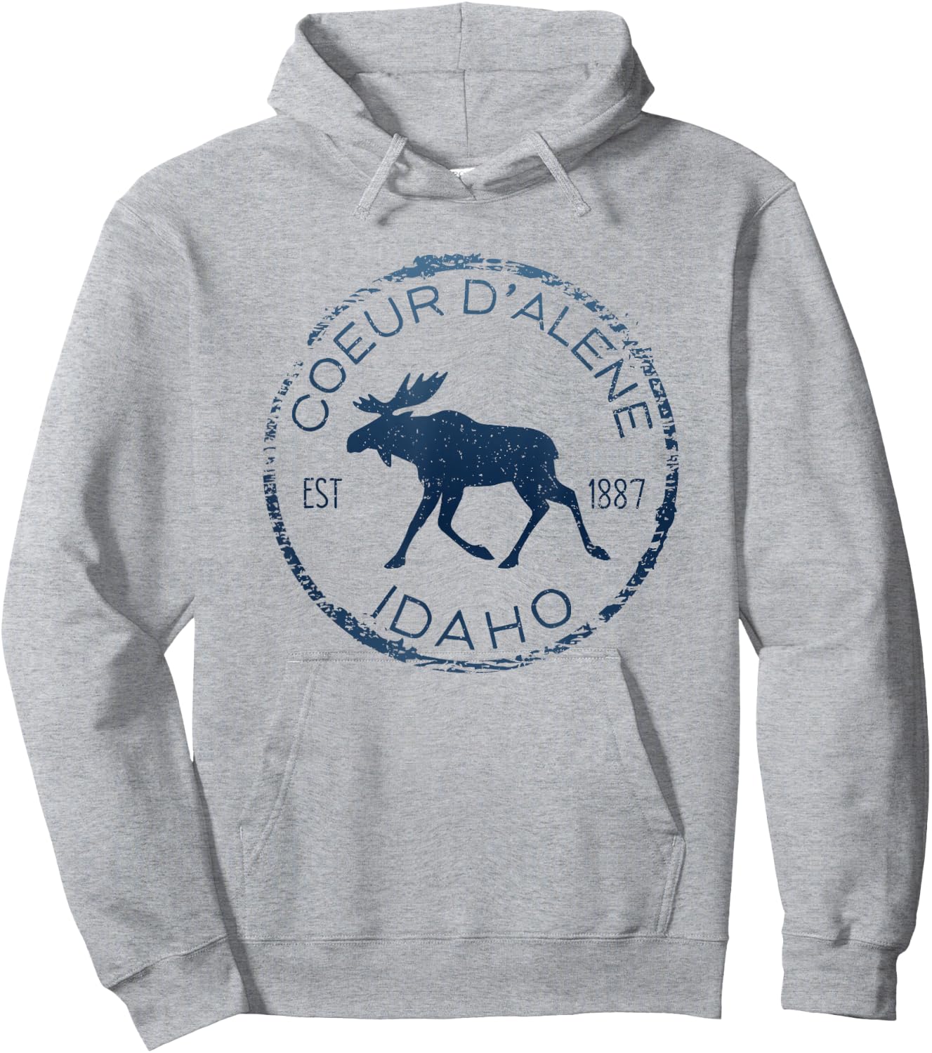 Coeur d'Alene Idaho Weathered Moose Design Souvenir Hoodie - Hoodie | Ash