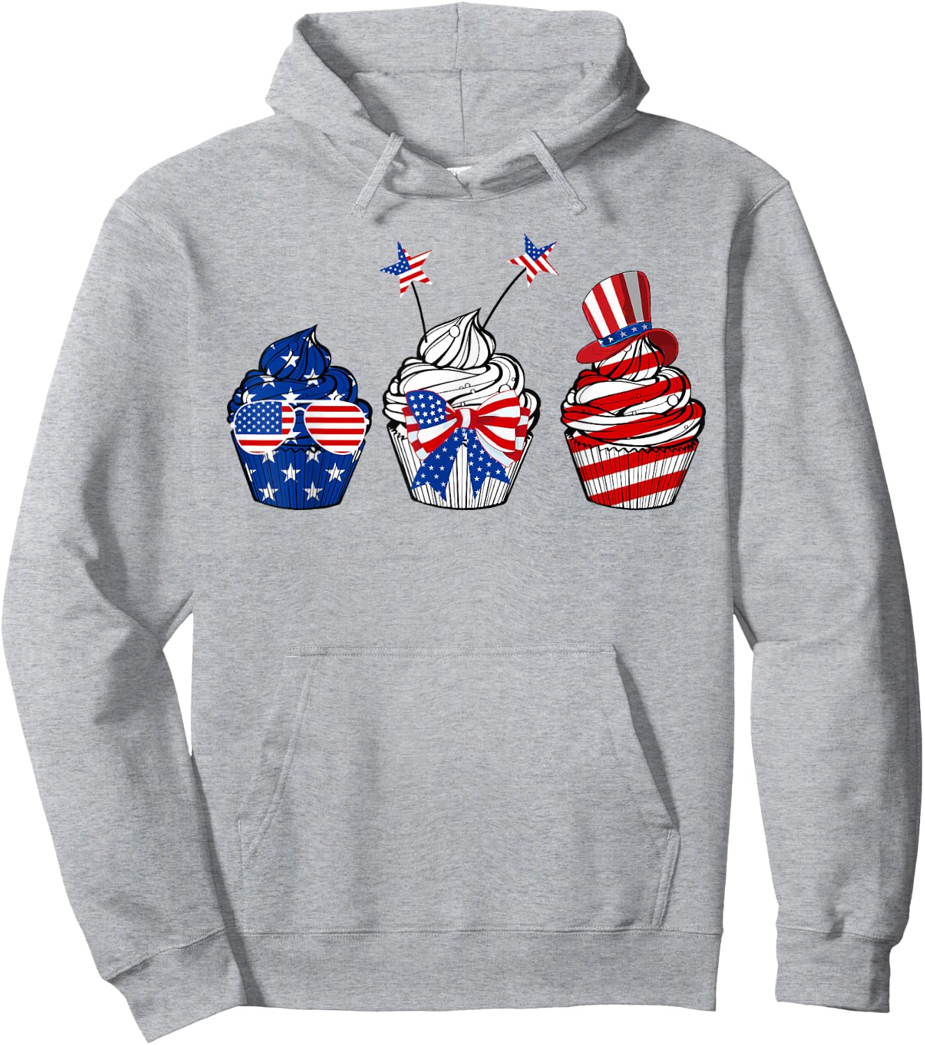 Red White Blue Cupcake Baking Lover 4th Of July Gifts Hoodie - Hoodie | Ash
