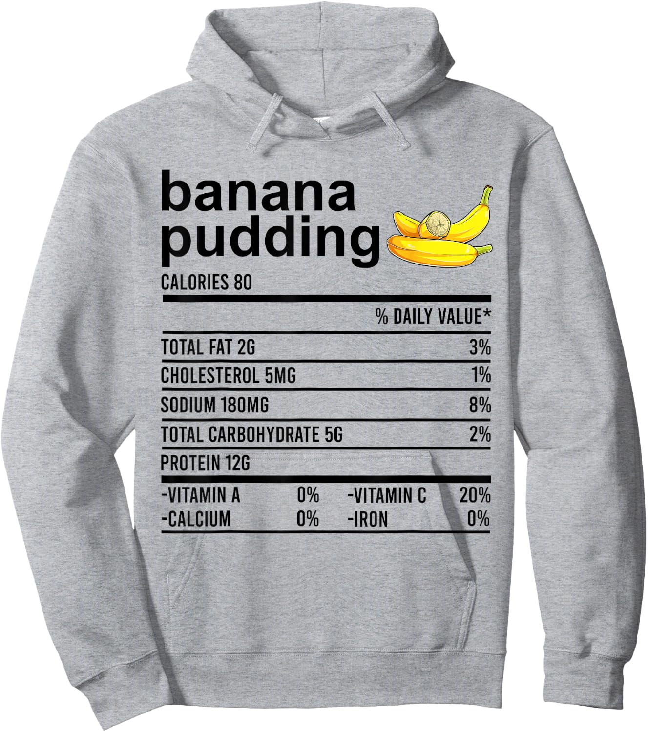 Funny Thanksgiving Shirt Banana Pudding Nutrition Facts Food Hoodie - Hoodie | Ash