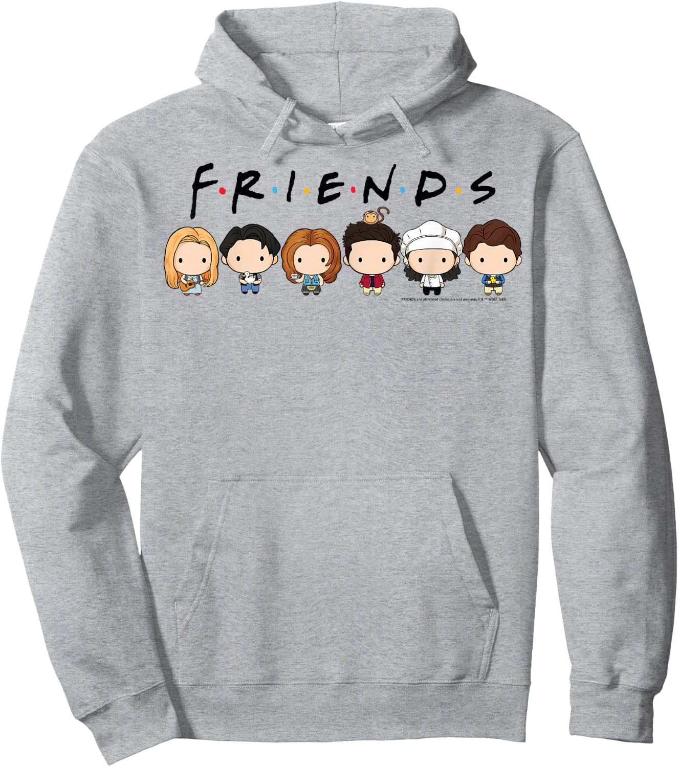Friends Chibi Group Shot Lineup Hoodie - Hoodie | Ash