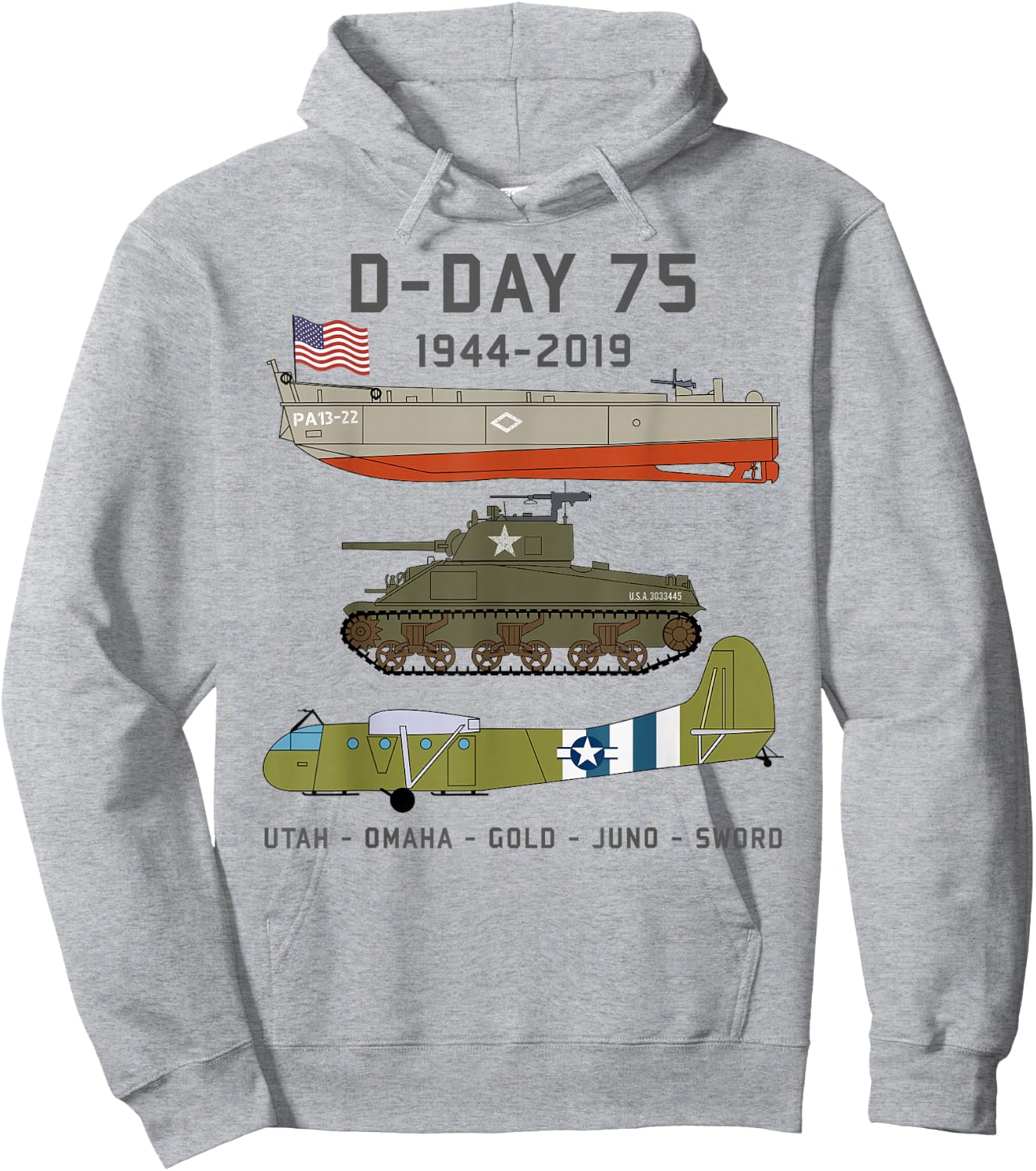 D-Day Normandy Landings WW2 75th Anniversary T Shirt Gift Hoodie - Hoodie | Ash