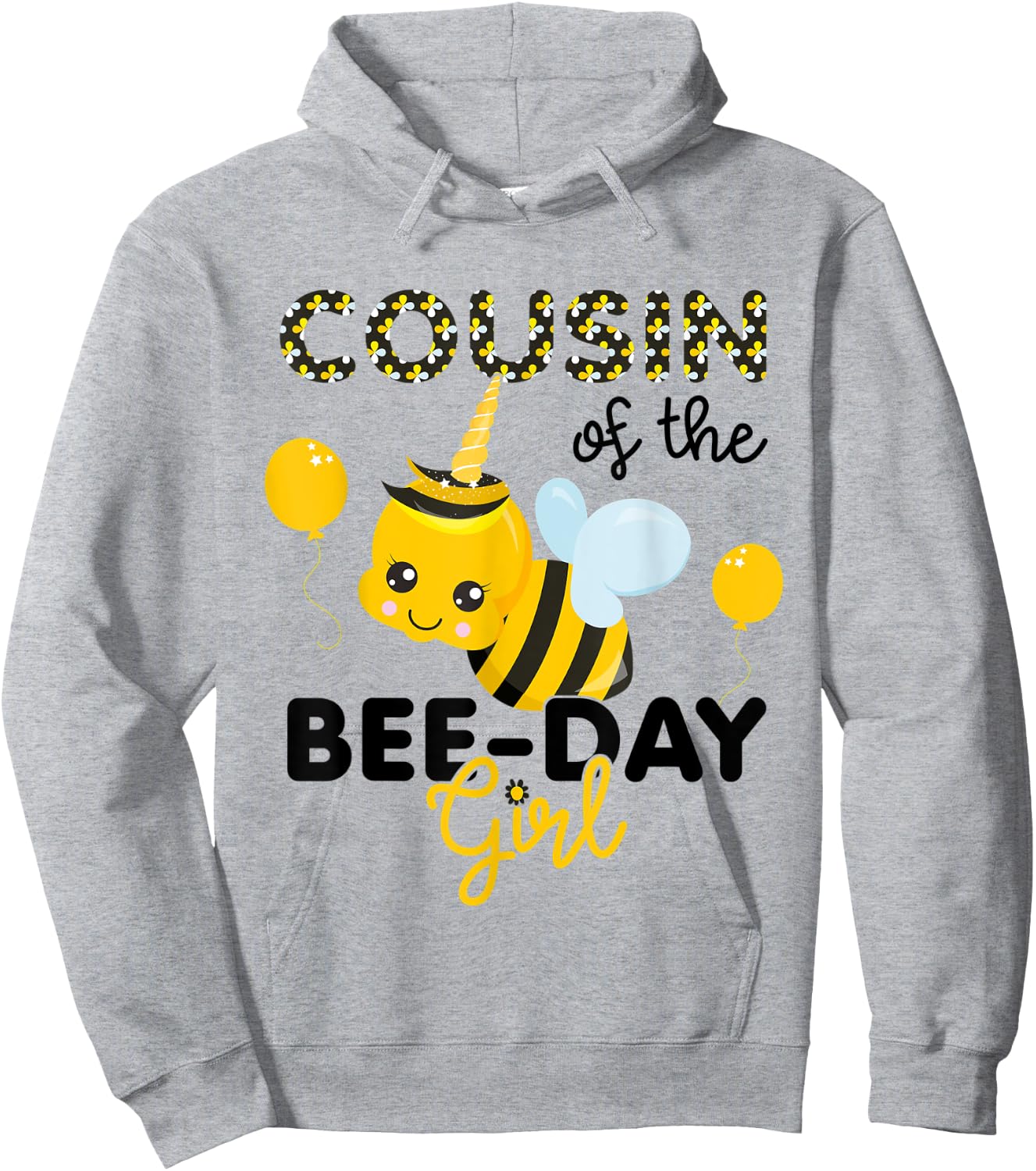 Cousin of the BeeDay Girl Bee Themed Fun Bday Matching Party Hoodie - Hoodie | Ash
