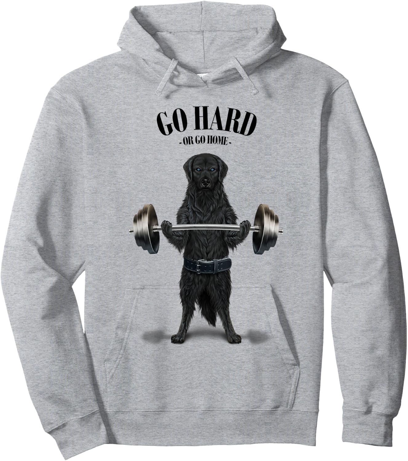 Black Labrador Dog Weightlifting in Fitness Gym Hoodie - Hoodie | Ash