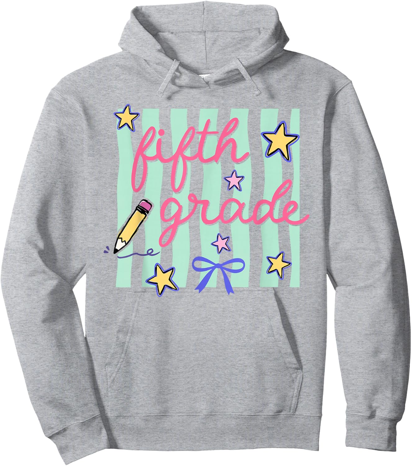 Preppy Fifth Grade Back to School Coquette Bow Teacher Kids Hoodie - Hoodie | Ash