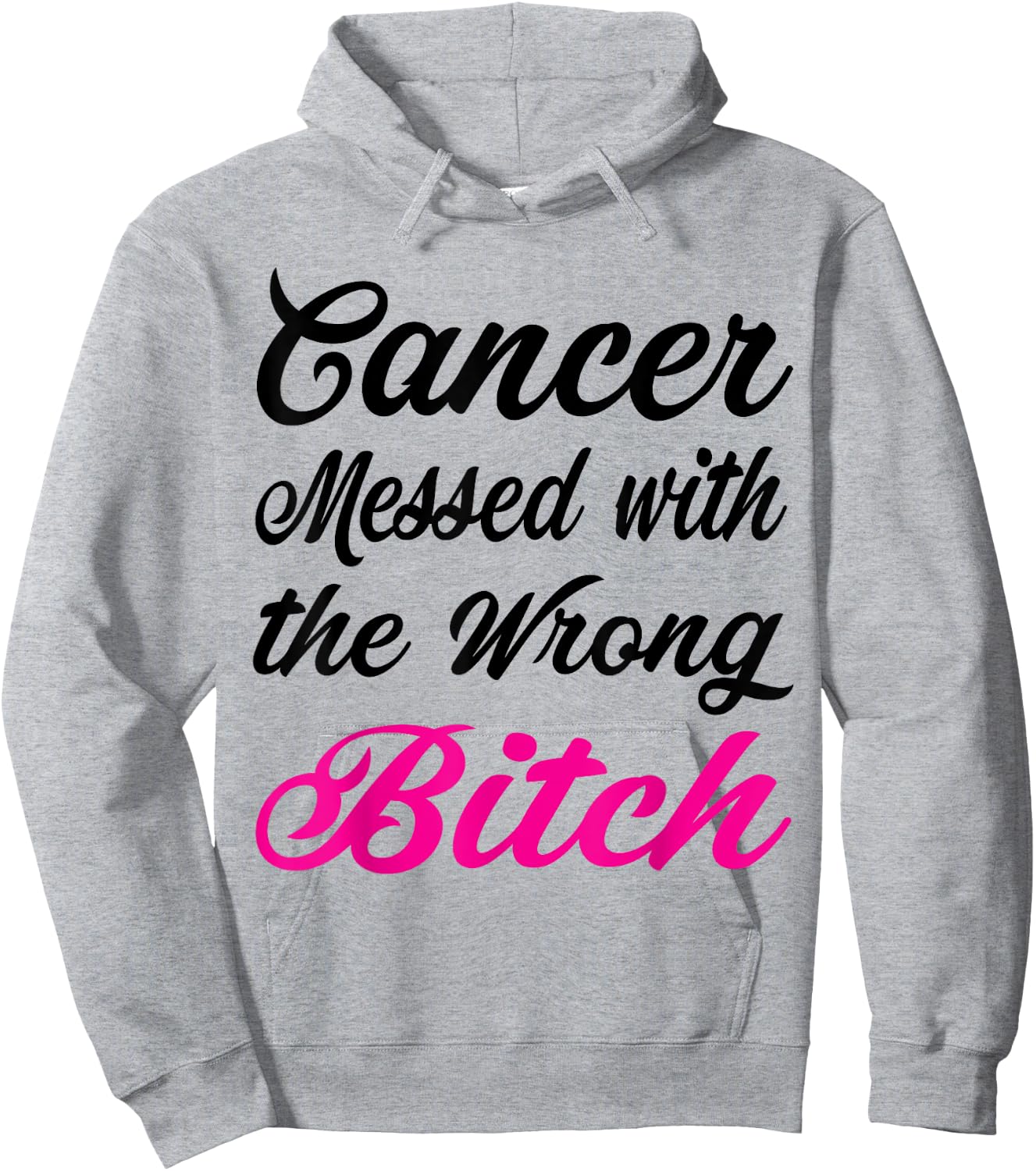 Cancer messed with the wrong bitch Breast cancer awareness Hoodie - Hoodie | Ash