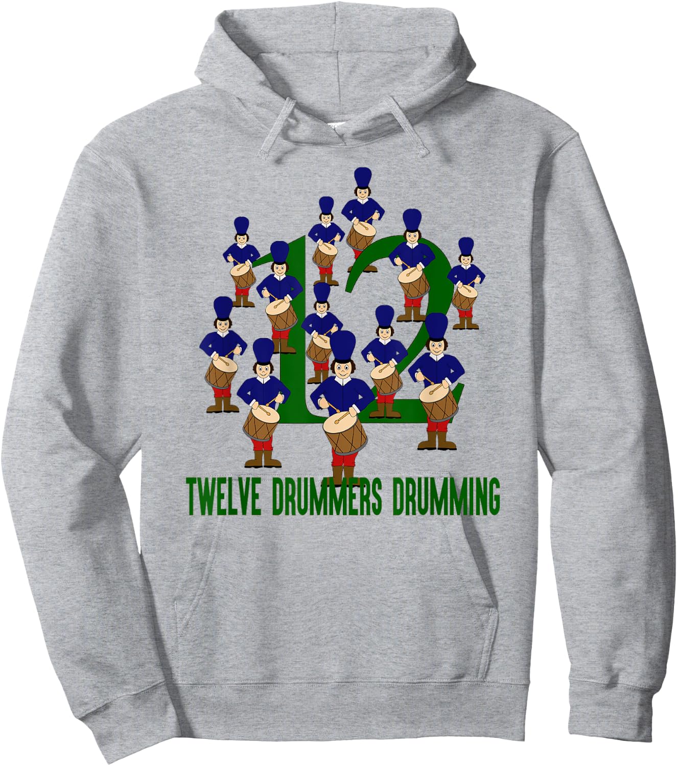 Twelve Drummers Drumming Song 12 Days Christmas Hoodie - Hoodie | Ash