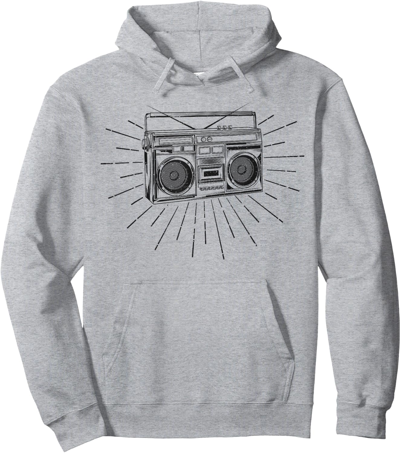 Retro Vintage 80s Boom Box Ghetto Blaster Radio Stack Hoodie - Hoodie | Ash