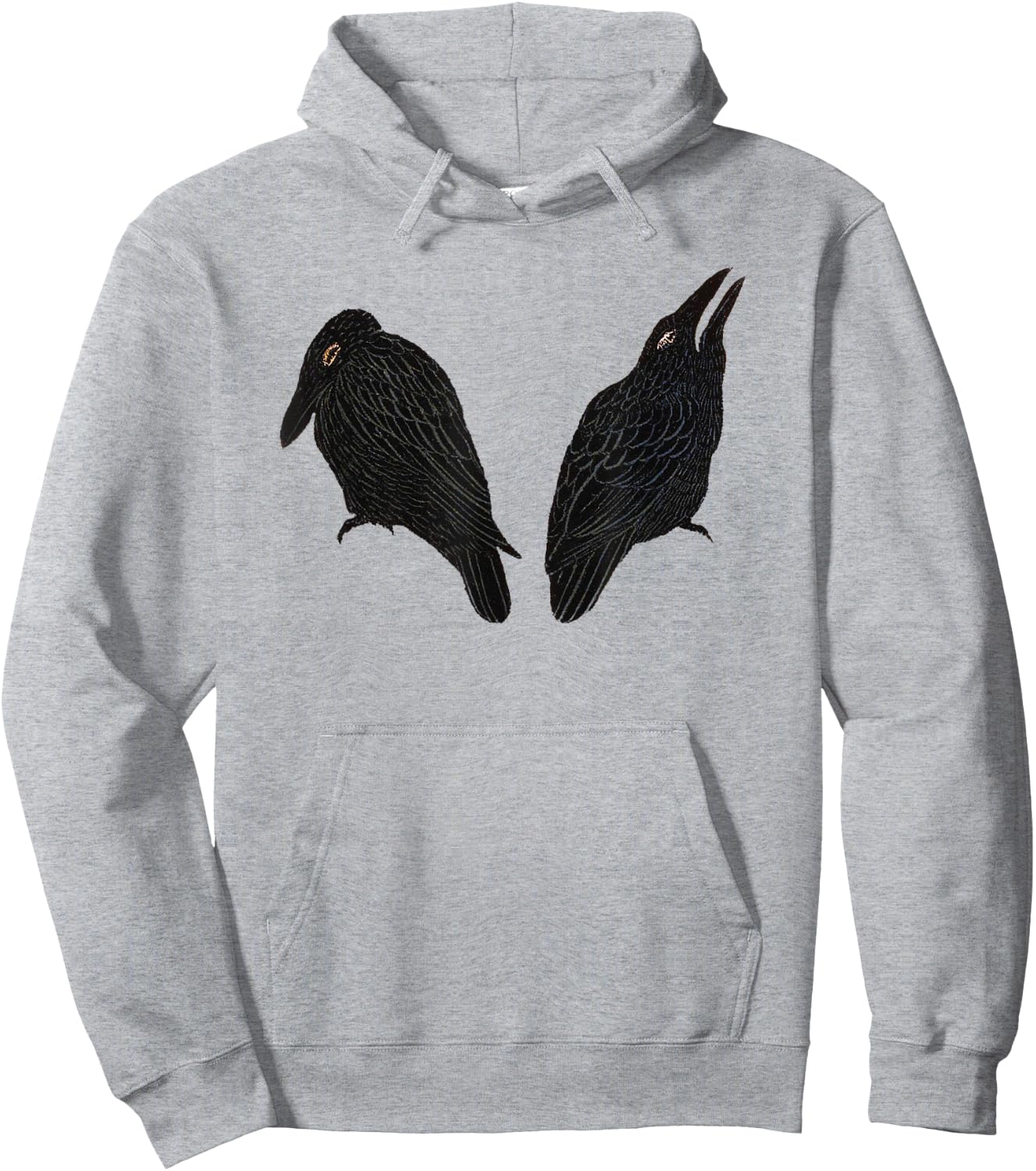 Vintage Crow & Raven Bird Illustration Hoodie - Hoodie | Ash