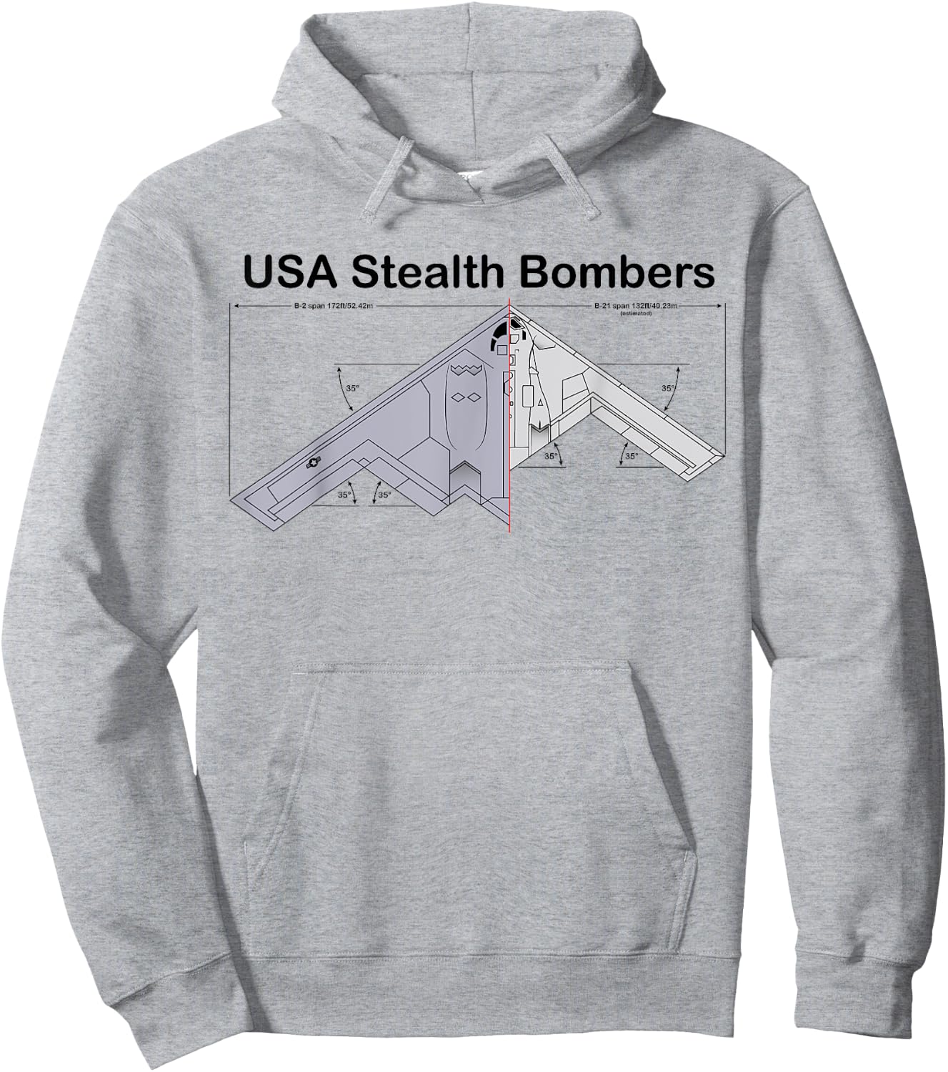 USA Stealth Bombers B-21 Raider VS B-2 Spirit Specs B21 Hoodie - Hoodie | Ash
