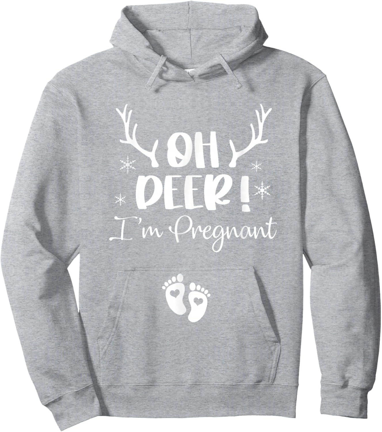 Oh Deer I'm Pregnant Couple Christmas Pregnancy Announcement Hoodie - Hoodie | Ash
