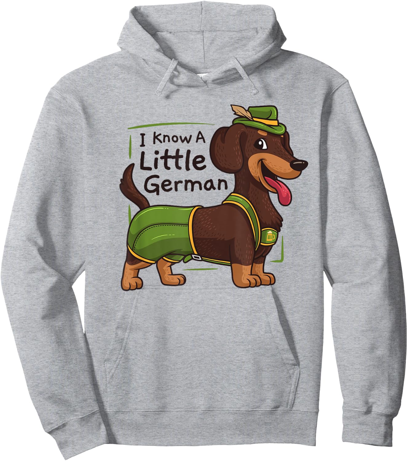 Oktoberfest I Know A Little German Dachshund Wiener Dog Hoodie - Hoodie | Ash
