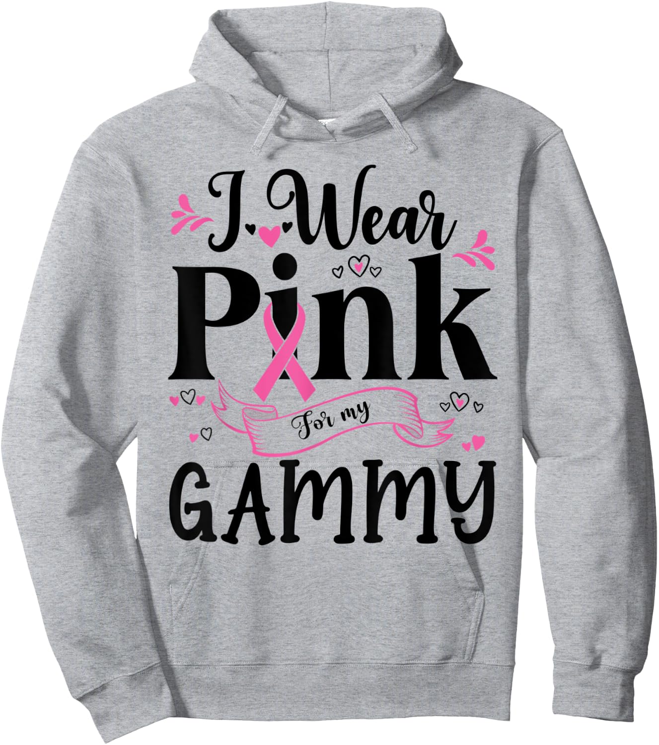 October Breast Cancer Support I Wear Pink For My Gammy Hoodie - Hoodie | Ash