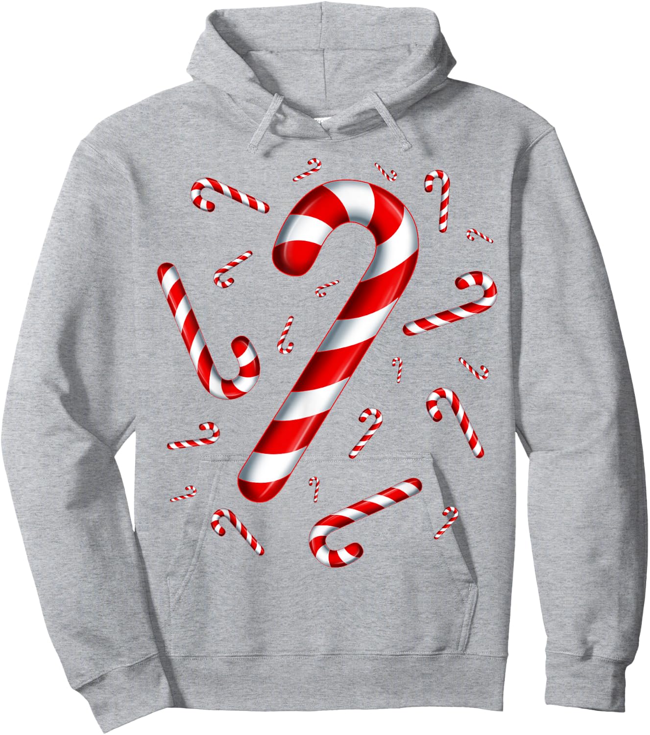 Christmas Flying Candy Cane Lover Taster Red and White Woman Hoodie - Hoodie | Ash