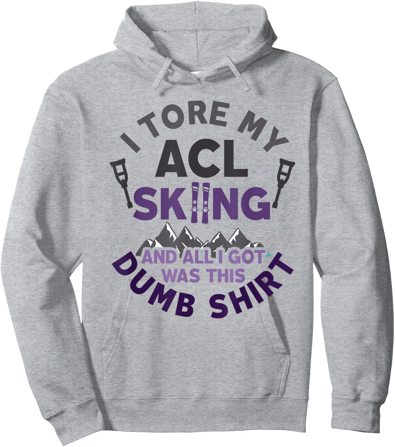 Funny Skiing Knee Injury Torn ACL Get Well Hoodie - Hoodie | Ash