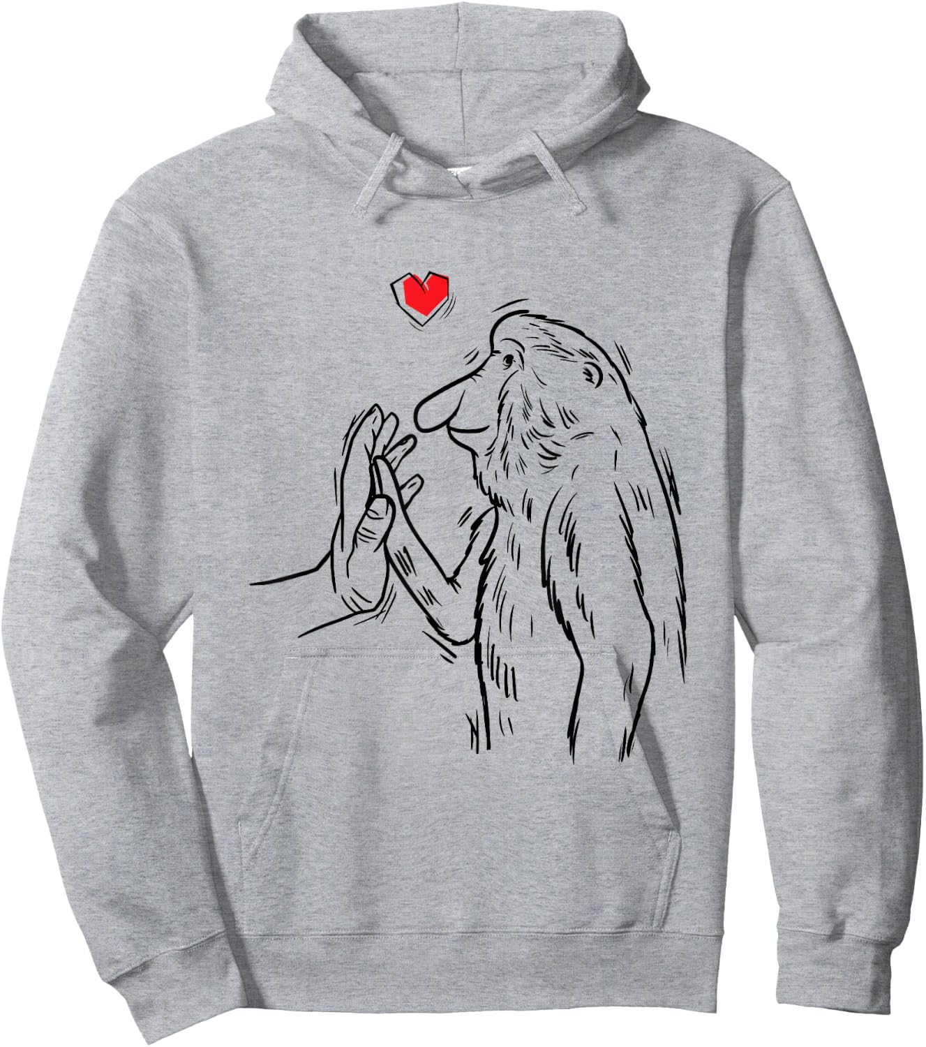 Malaffealuv Proboscis Monkey Long-Nosed Monkey -Adults , Grey, Small, Short Sleeve Hoodie - Hoodie | Ash