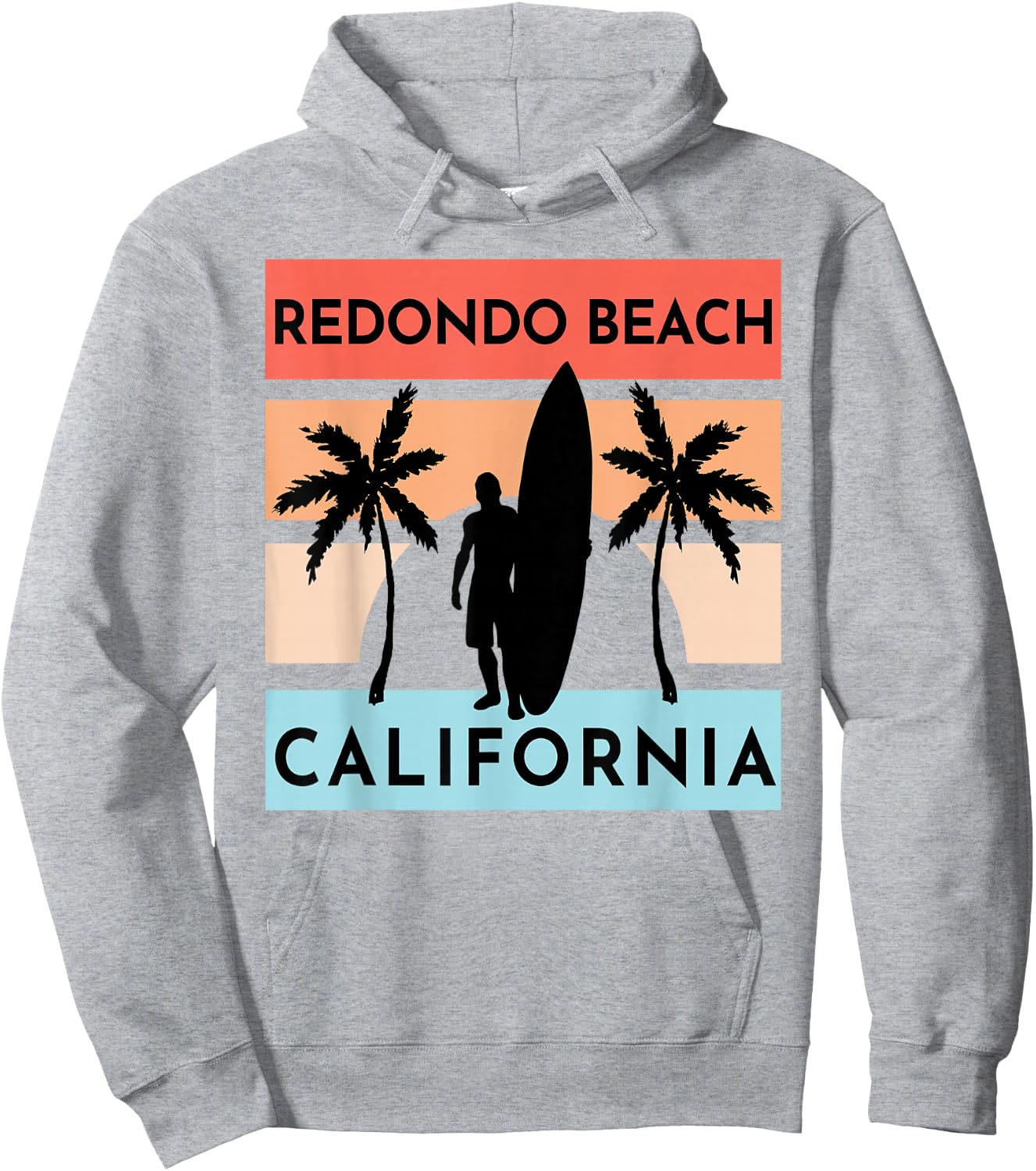 Redondo Beach California Surf Summer Vacation Vintage Hoodie - Hoodie | Ash
