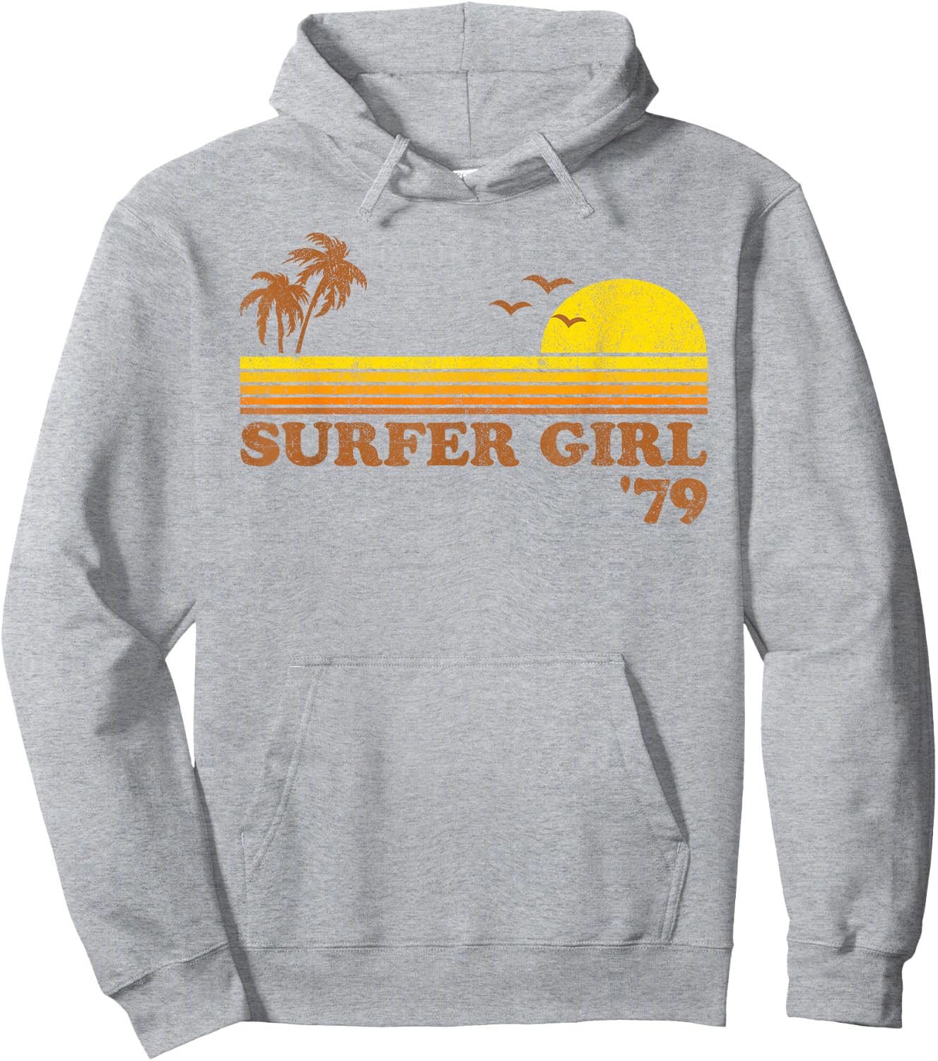 Vintage Surfer Girl Surfing Beach Retro Sunset Surf 70s Gift Hoodie - Hoodie | Ash
