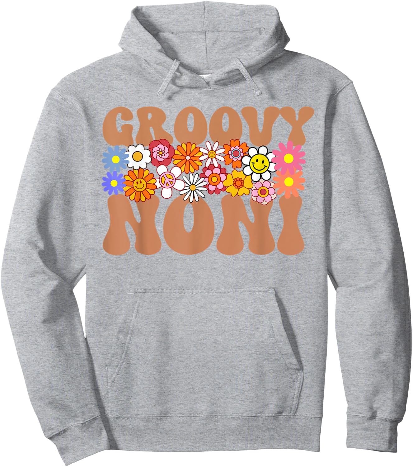 Retro Groovy Noni Grandma Hippie Family Matching Mothers Day Hoodie - Hoodie | Ash