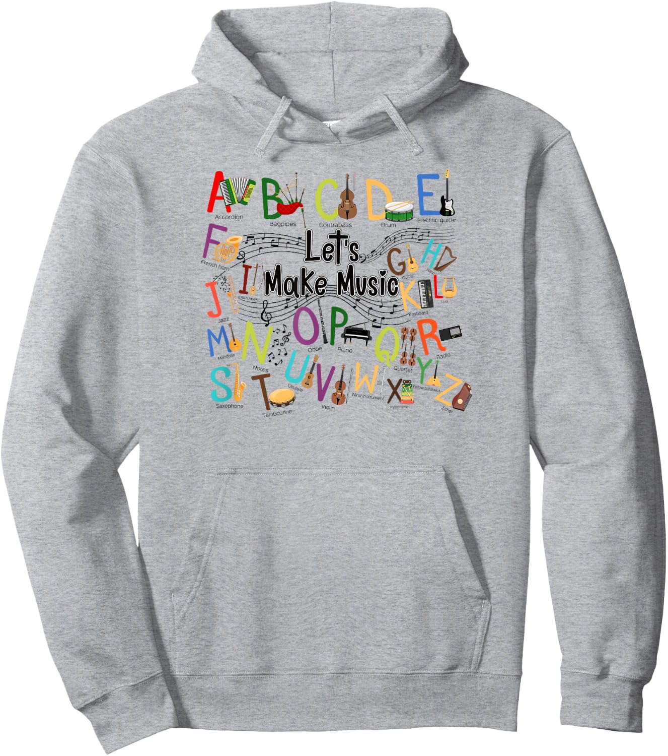 Cute Alphabet Design For Music Teacher Men Women Teacher Hoodie - Hoodie | Ash