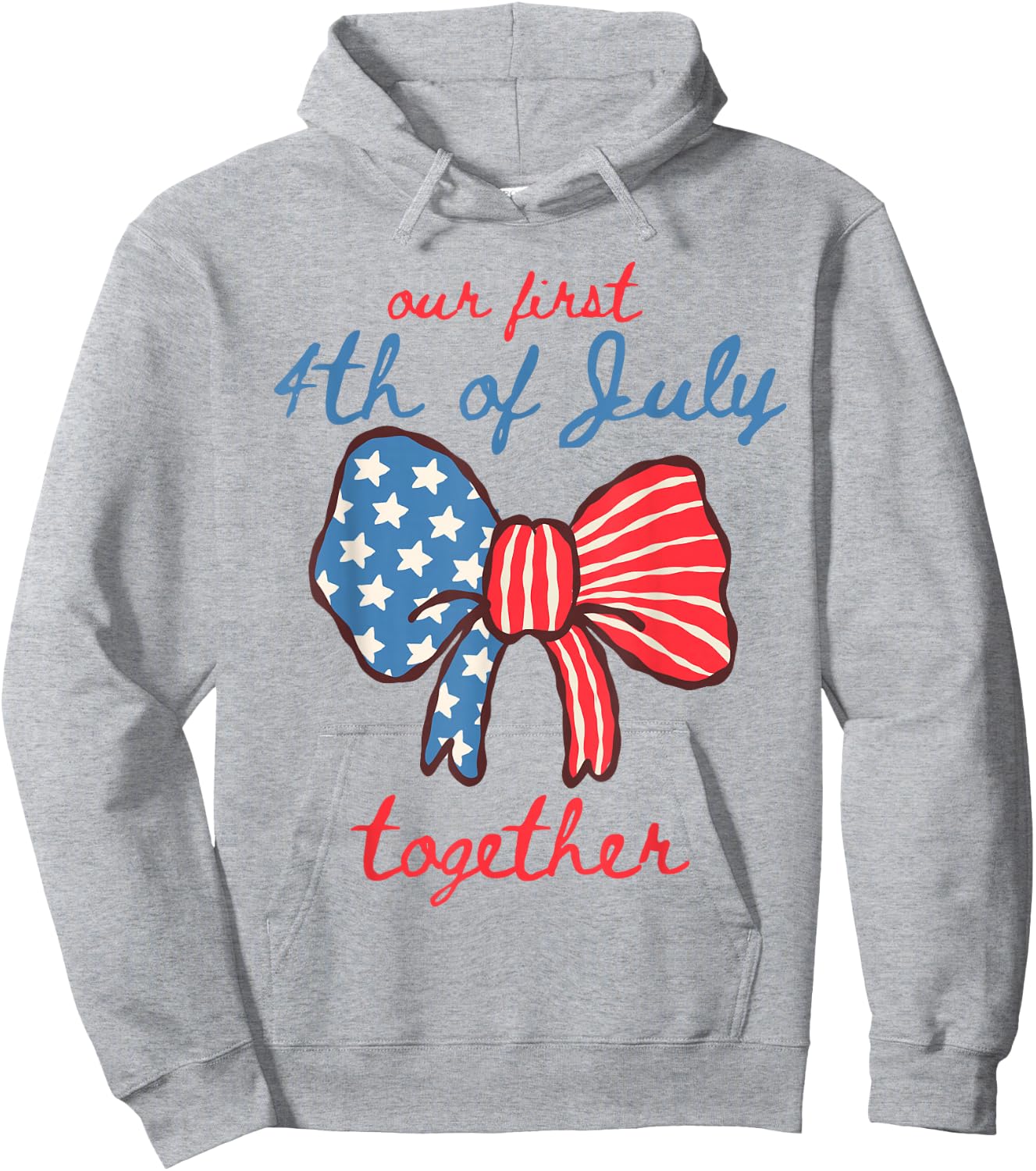 Our First 4th of July Together Cute Bow USA Couples Matching Hoodie - Hoodie | Ash