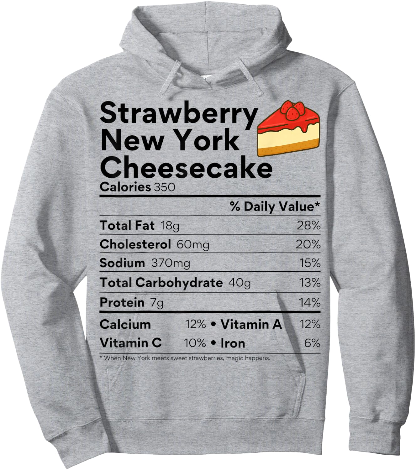 New York Strawberry Cheesecake Costume Food Nutrition Facts Hoodie - Hoodie | Ash