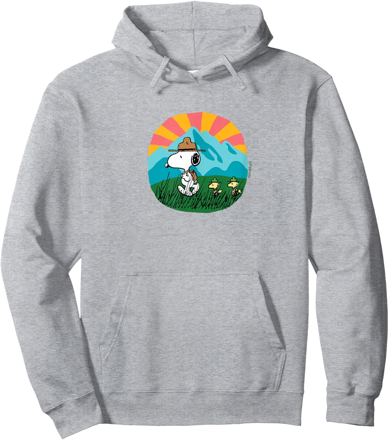 Peanuts - Snoopy and Woodstock Hiking Mountain Hoodie - Hoodie | Ash