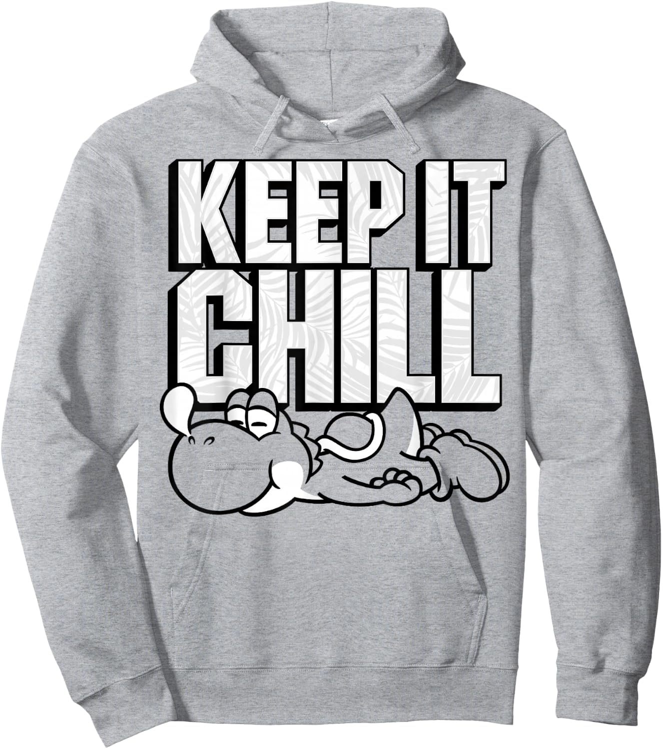 Super Mario Yoshi Keep It Chill Outline Portrait Hoodie - Hoodie | Ash