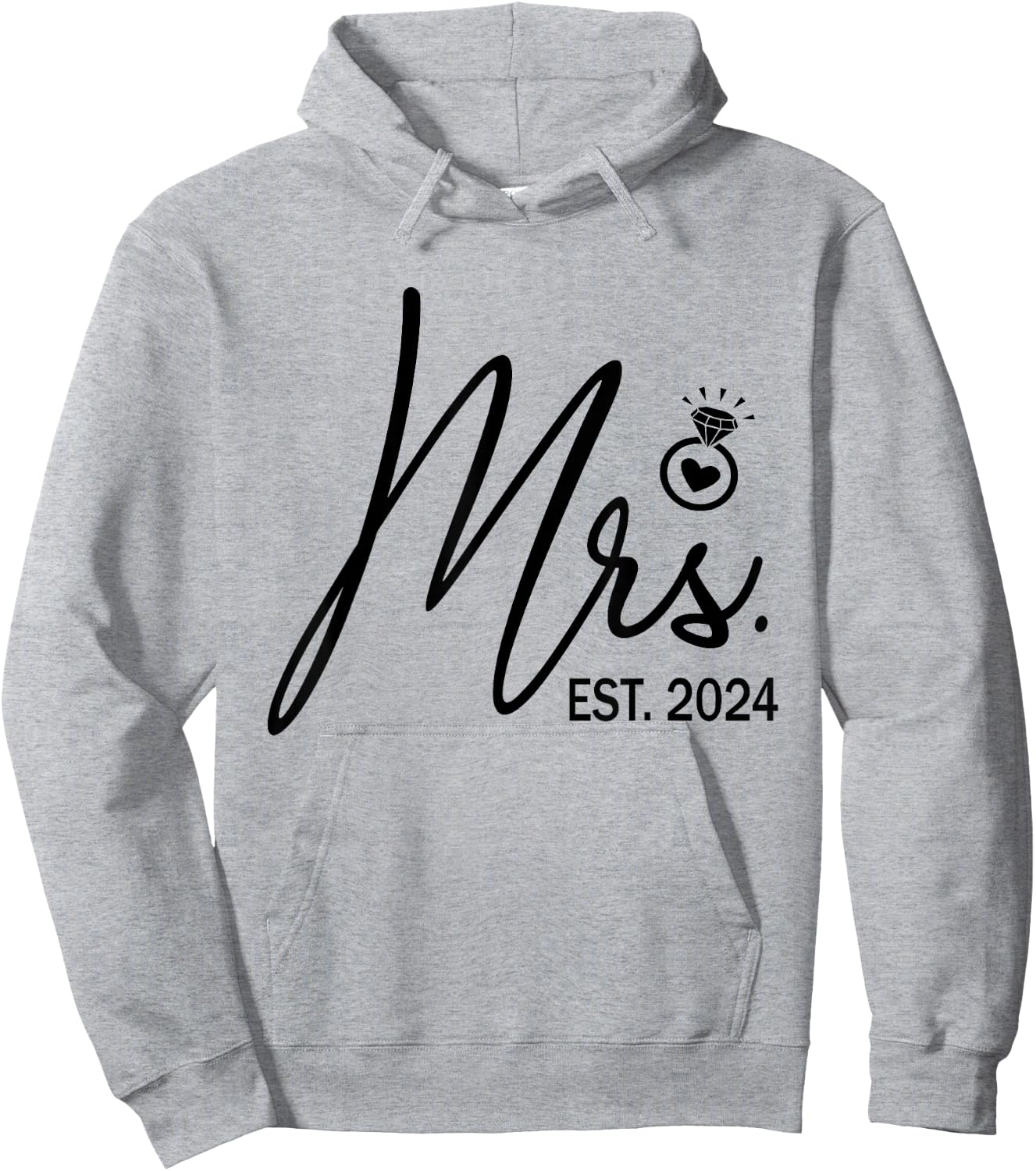 Mrs. Est. 2024 Just Married Wedding Wife Mr & Mrs Couple Hoodie - Hoodie | Ash