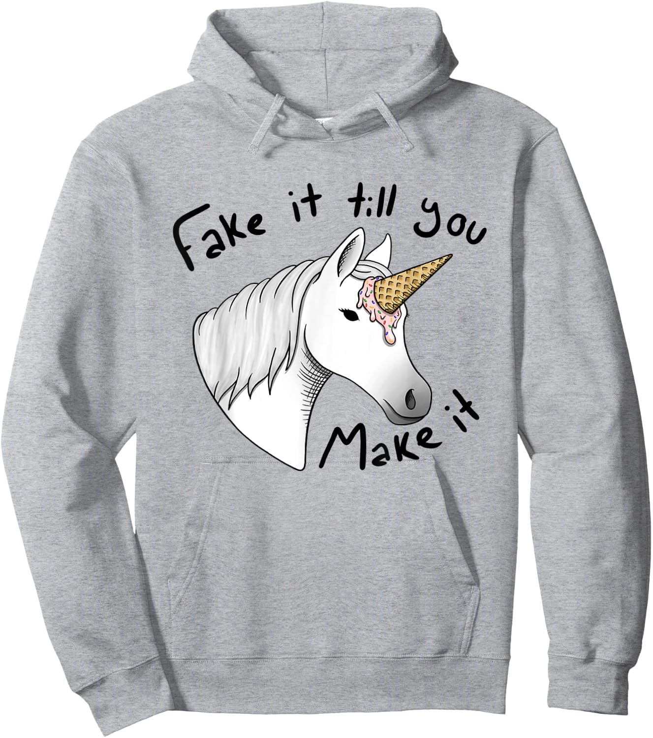 Unicorn fake it till you make it ice cream Hoodie - Hoodie | Ash